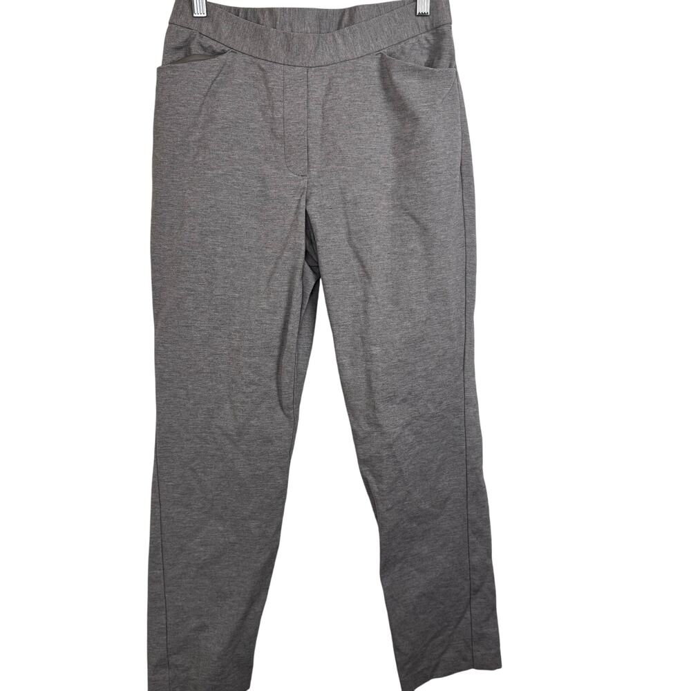 J. Jill Ponte Slim Leg Pants Gray Tan Size Small Pull On Elastic Waist Career